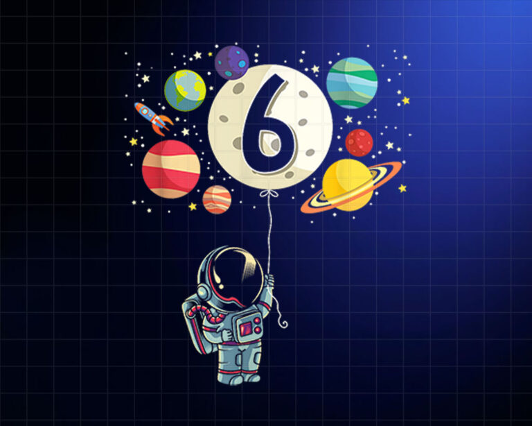 6 Years Old 6th Birthday Boys Girls Science Theme Party Shirt PNG, DTF, DTG, Sublimation Design