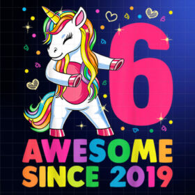 6 Years Old Unicorn Dabbing 6th Birthday Girl Unicorn Party Shirt PNG, DTF, DTG, Sublimation Design