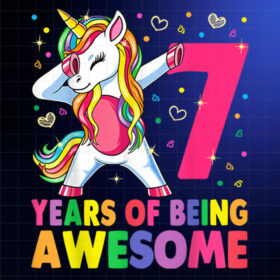 7 Years Old Rainbow 7th Birthday Gift for Girls Boys Kids Shirt PNG, DTF, DTG, Sublimation Design