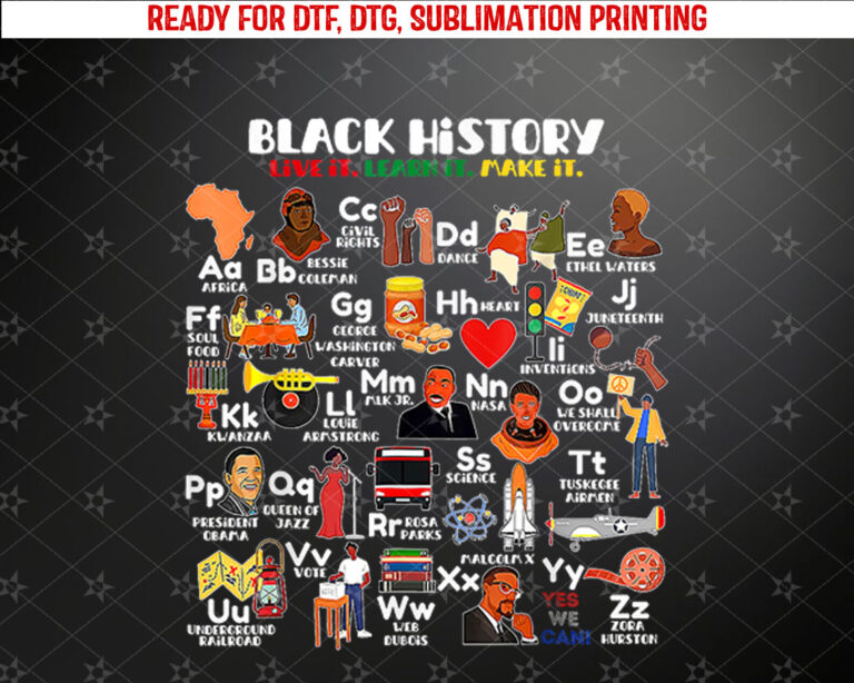 ABCs of Black History Month Pride Live It Learn It Teacher Shirt PNG, DTF, DTG, Sublimation Design