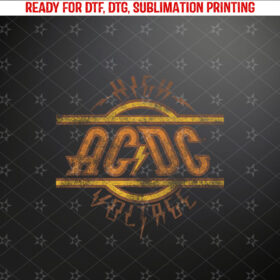 ACDC High Voltage Logo Distressed Rock Music Band Long Sleeve Shirt PNG, DTF, DTG, Sublimation Design