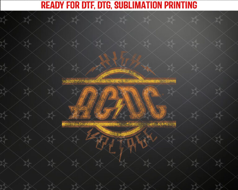 ACDC High Voltage Logo Distressed Rock Music Band Long Sleeve Shirt PNG, DTF, DTG, Sublimation Design