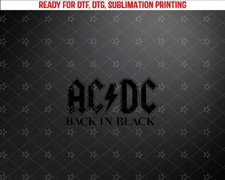 ACDC Rock Music Band Back In Black Logo Shirt PNG, DTF, DTG, Sublimation Design