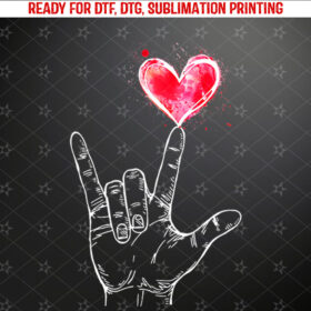 ASL I Love You Hand Sign Language Heart Valentines Day Shirt PNG, DTF, DTG, Sublimation Design