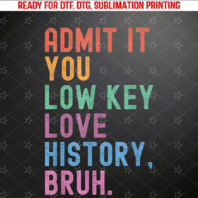 Admit It You Low Key Love History Bruh Funny History Teacher Shirt PNG, DTF, DTG, Sublimation Design