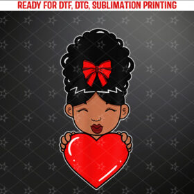 AfroAmerican Heart Girl Valentine Date Valentines Day Shirt PNG, DTF, DTG, Sublimation Design