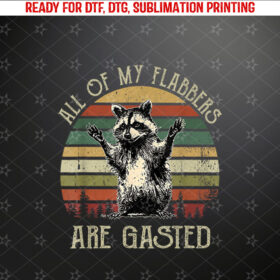 All Of My Flabbers Are Gasted Raccoon Meme Vintage Retro Long Sleeve Shirt PNG, DTF, DTG, Sublimation Design