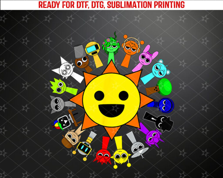 All best Sprunki toys around mr Sun Shirt PNG, DTF, DTG, Sublimation Design
