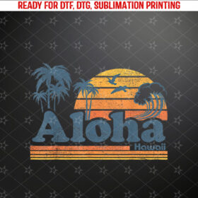 Aloha Hawaii Vintage Beach Summer Surfing 70s Retro Hawaiian Shirt PNG, DTF, DTG, Sublimation Design