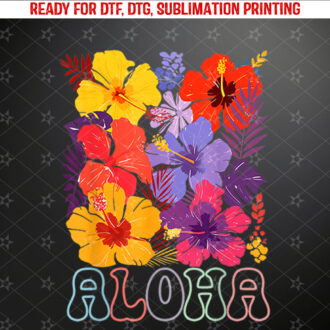 Aloha Hawaiian Cute Flower Hawaiian Kids Girls Tee Shirt PNG, DTF, DTG, Sublimation Design