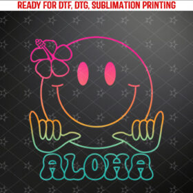 Aloha Hawaiian Cute Smile Face Shaka Hibiscus Kids Girls Shirt PNG, DTF, DTG, Sublimation Design