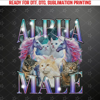 Alpha Male Unicorn Cat Ironic Vintage Shirt PNG, DTF, DTG, Sublimation Design