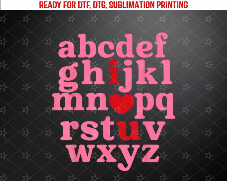 Alphabet ABC I Love You Heart Funny Valentines Day Teacher Shirt PNG, DTF, DTG, Sublimation Design