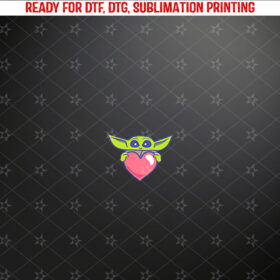 Amazon Essentials The Mandalorian Grogu Holding a Valentines Heart Shirt PNG, DTF, DTG, Sublimation Design