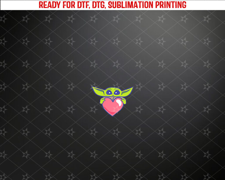 Amazon Essentials The Mandalorian Grogu Holding a Valentines Heart Shirt PNG, DTF, DTG, Sublimation Design