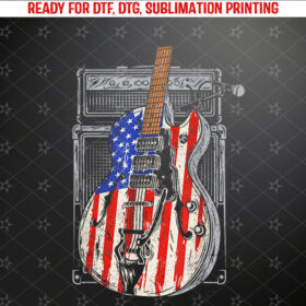 American Flag Guitar 4th of July Guitarist USA Country Music Shirt PNG, DTF, DTG, Sublimation Design