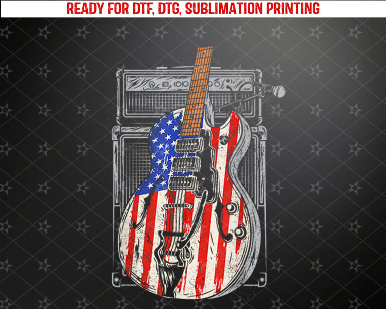 American Flag Guitar 4th of July Guitarist USA Country Music Shirt PNG, DTF, DTG, Sublimation Design