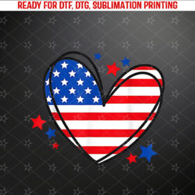 American Flag Heart Independence Day 4th of July Women Kids Shirt PNG, DTF, DTG, Sublimation Design