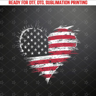 American Flag Heart Women Men Kids 4th of July Patriotic USA Shirt PNG, DTF, DTG, Sublimation Design