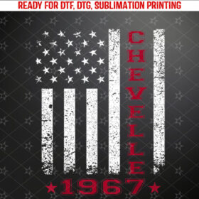 American Flag Jersey Style 67 Chevelle 1967 Muscle Car Shirt PNG, DTF, DTG, Sublimation Design