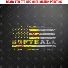American flag softball fan Team Distressed Gift Shirt PNG, DTF, DTG, Sublimation Design