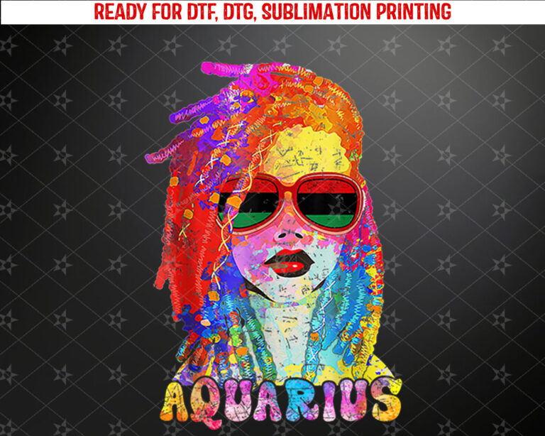 Aquarius Girl Locd Hair Art Zodiac Birthday Black Woman Shirt PNG, DTF, DTG, Sublimation Design
