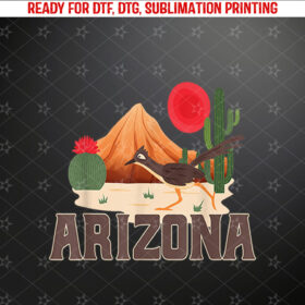 Arizona Roadrunner Retro Boho Desert Cactus Shirt PNG, DTF, DTG, Sublimation Design