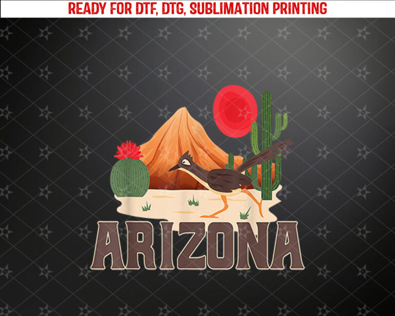 Arizona Roadrunner Retro Boho Desert Cactus Shirt PNG, DTF, DTG, Sublimation Design
