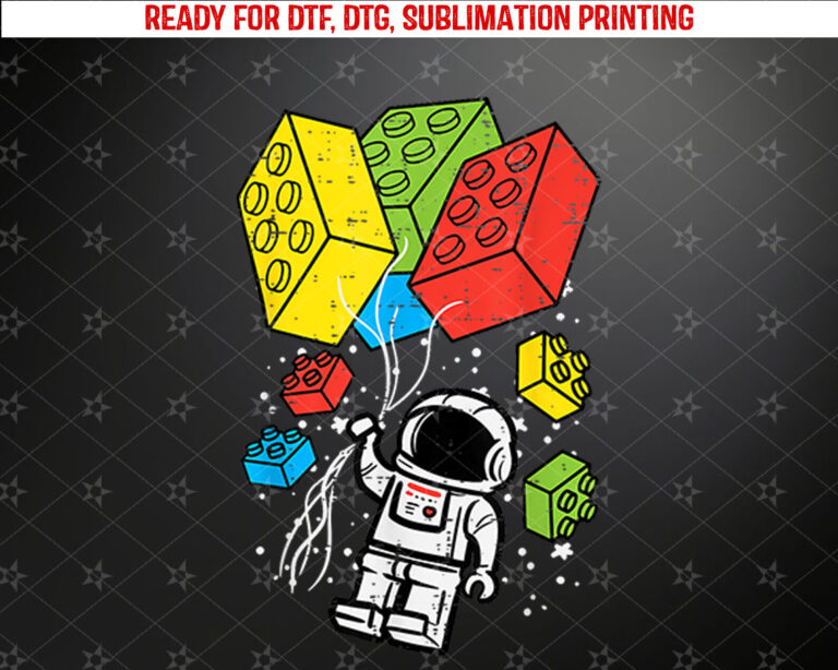 Astronaut Block Building Balloons Space Toddler Boys Kids Shirt PNG, DTF, DTG, Sublimation Design