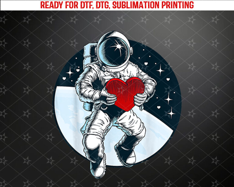 Astronaut Heart Love Planet Valentines Day Space Boys Girls Shirt PNG, DTF, DTG, Sublimation Design
