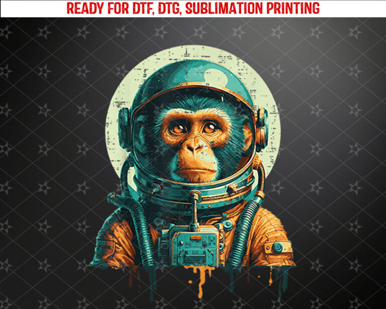 Astronaut Monkey Vintage Space Chimp Spaceman Kids Men Women Shirt PNG, DTF, DTG, Sublimation Design