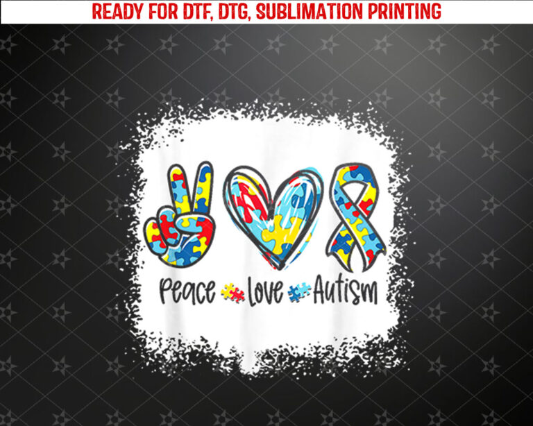 Autism Awareness Peace Love Autism In April We Wear Blue Shirt PNG, DTF, DTG, Sublimation Design