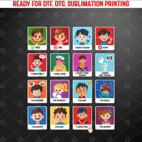 Autism Communication Cards Kids Emotions Speech Therapy AAC Shirt PNG, DTF, DTG, Sublimation Design