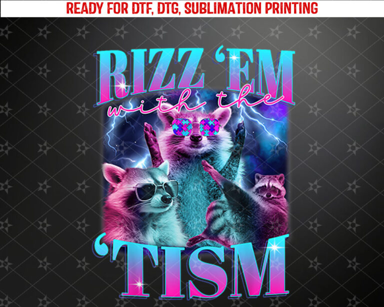 Autism Funny Rizz Em With The Tism Meme Autistic Opossum Shirt PNG, DTF, DTG, Sublimation Design