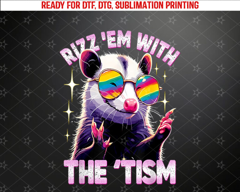 Autism Opossum Funny Rizz Em With The Tism Meme Autistic Shirt PNG, DTF, DTG, Sublimation Design