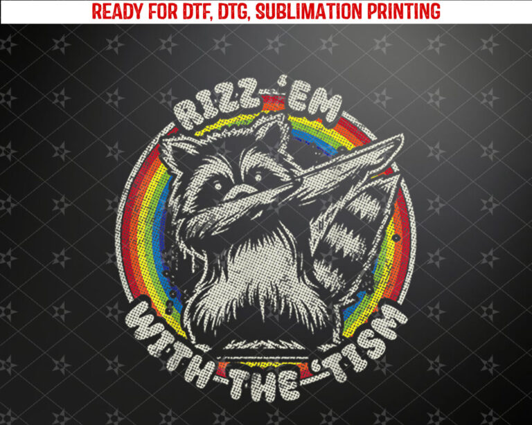 Autism Vintage Rizz Em With The Tism Meme Autistic Raccoon Shirt PNG, DTF, DTG, Sublimation Design