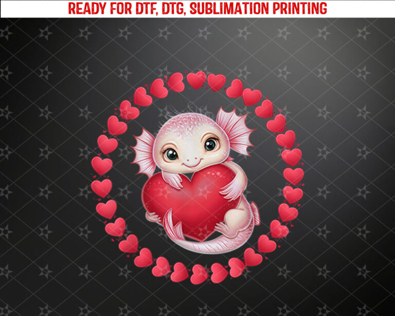 Axolotl Shirts For Women Girls Kids Heart Cute Axolotl Shirt PNG, DTF, DTG, Sublimation Design