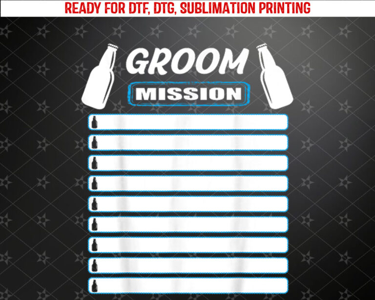 Bachelor Party with Checklist Tasks for the Groom DIY Shirt PNG, DTF, DTG, Sublimation Design