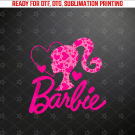 Barbie Black Heart Logo Crew Neck Classic Fit Short Sleeve CottonPolyester Blend Shirt PNG, DTF, DTG, Sublimation Design