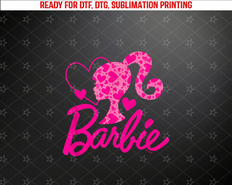 Barbie Black Heart Logo Crew Neck Classic Fit Short Sleeve CottonPolyester Blend Shirt PNG, DTF, DTG, Sublimation Design