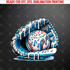 Baseball Drip Ice Cream Sprinkles Baseball Glove Shirt PNG, DTF, DTG, Sublimation Design