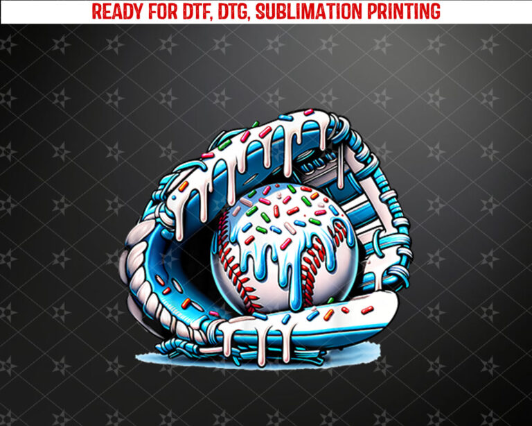 Baseball Drip Ice Cream Sprinkles Baseball Glove Shirt PNG, DTF, DTG, Sublimation Design