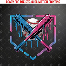 Baseball Home Plate Drip Ice Cream Sprinkles Baseball Bat Shirt PNG, DTF, DTG, Sublimation Design
