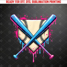 Baseball Home Plate Drip With Sprinkles Drip Ice Cream Bat Shirt PNG, DTF, DTG, Sublimation Design