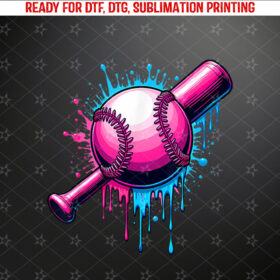 Baseball Ice Cream Bat Pink with Sprinkles Drip Lover Shirt PNG, DTF, DTG, Sublimation Design