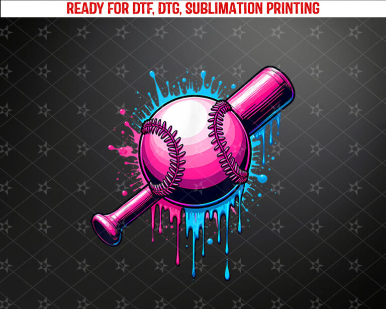 Baseball Ice Cream Bat Pink with Sprinkles Drip Lover Shirt PNG, DTF, DTG, Sublimation Design