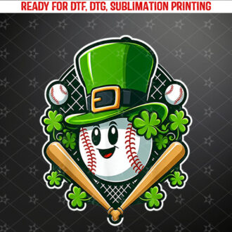 Baseball St Patricks Day Shamrock Saint Paddys Kids Boys Shirt PNG, DTF, DTG, Sublimation Design