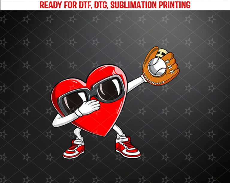 Baseball Valentines Day Dabbing Heart Kids Boys Baseball Shirt PNG, DTF, DTG, Sublimation Design