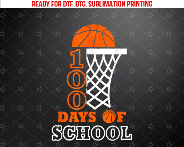 Basketball 100 Days Of School Sport 100th Day Balls Boys Kid Shirt PNG, DTF, DTG, Sublimation Design
