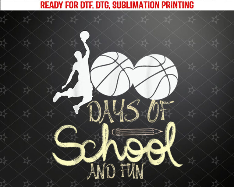 Basketball Funny 100th Days Of School Basketball Lover Kids Shirt PNG, DTF, DTG, Sublimation Design